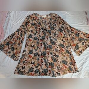 Umgee Multicolor Floral Bell Sleeve Dress